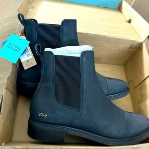 TOMS Black Leather Charlie Boot